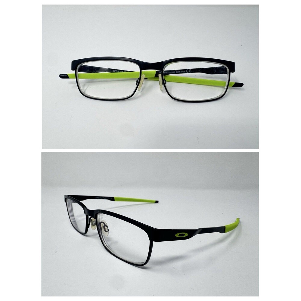 Oakley Steel Plate XS OY3002-0448 Satin Black Eyeglass Frames Green 48-15-130